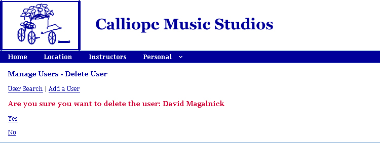 Manage Users - Delete User