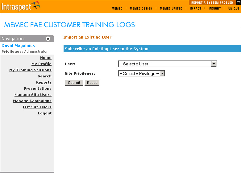 Import a Existing Site User