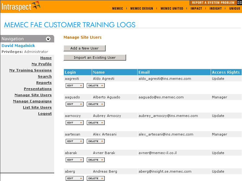 Manage Site Users