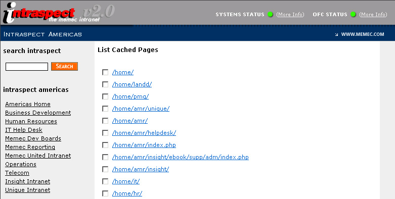 Page Caching - All Cached Pages