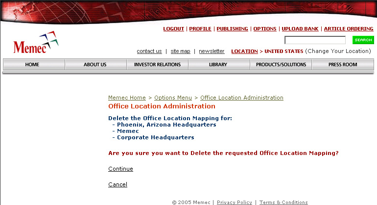 Delete an Office Location Mapping