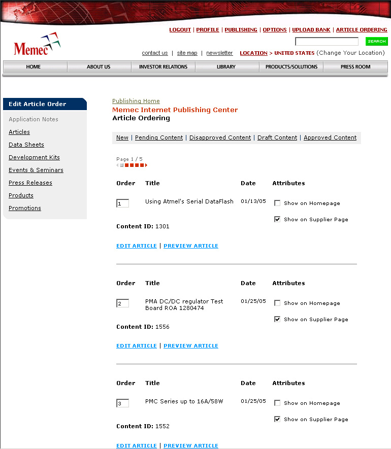 Article Ordering