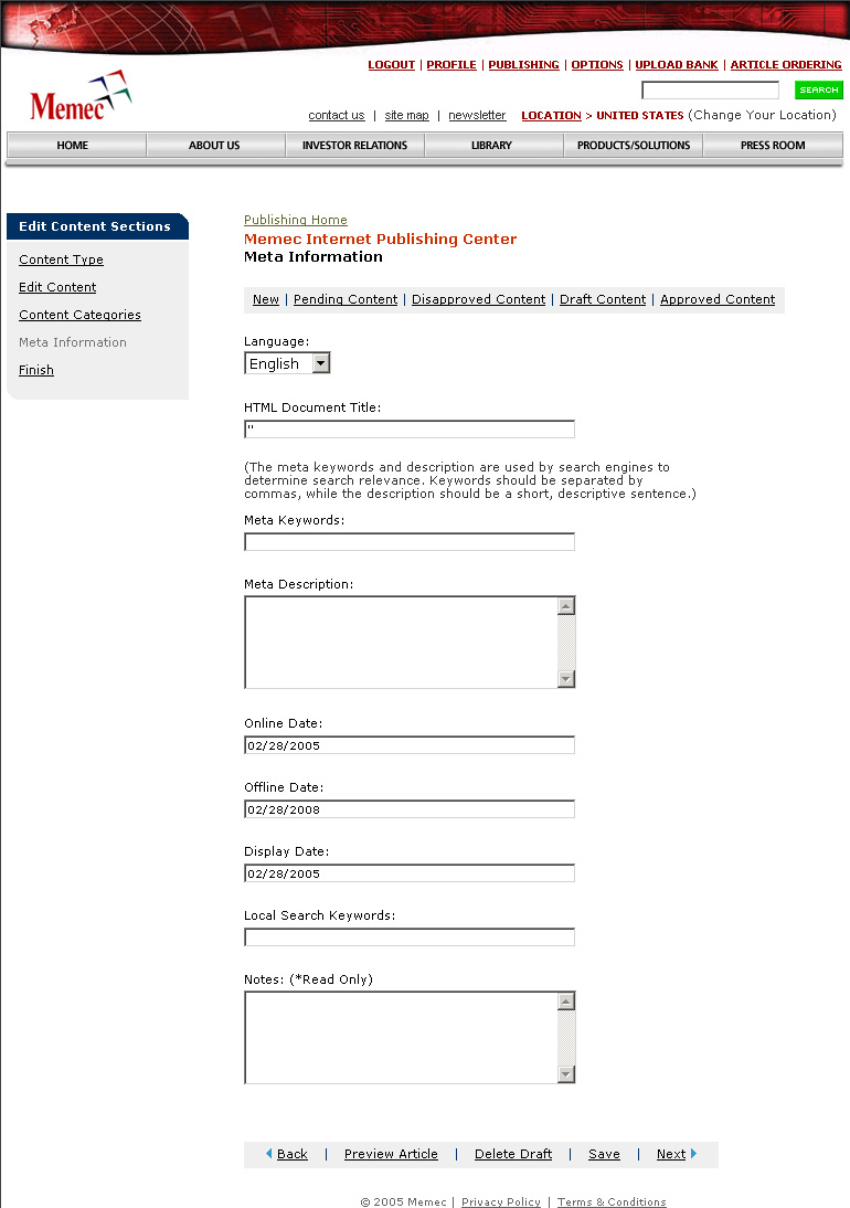 Publishing - Meta Information