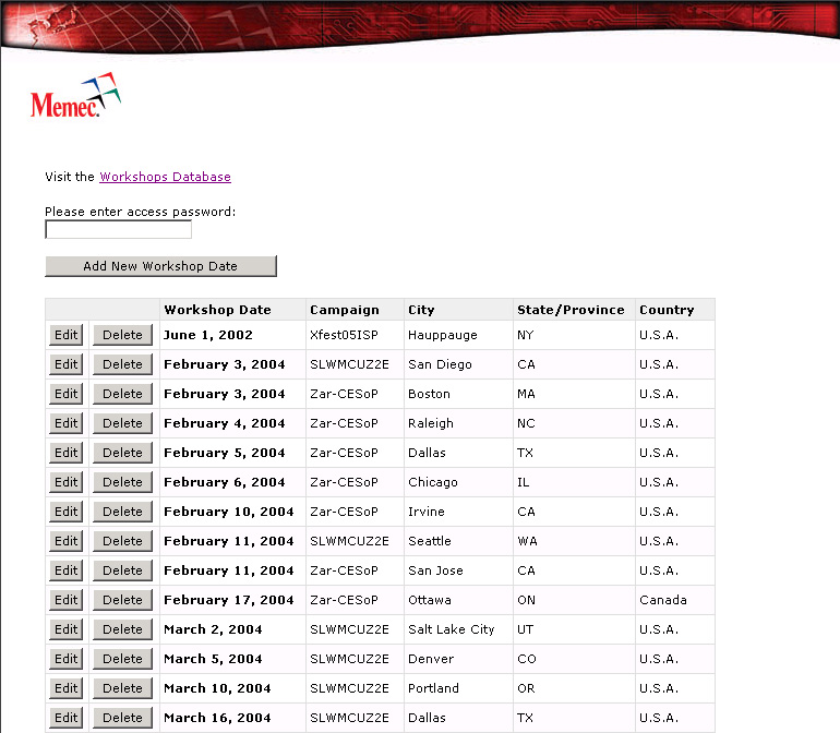 Seminar Dates